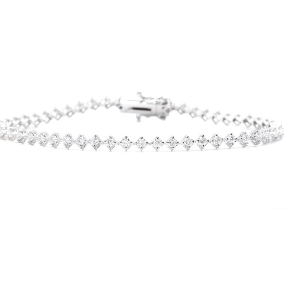 1.80 Carats Stunning Natural Diamond 14K Solid White Gold Bracelet